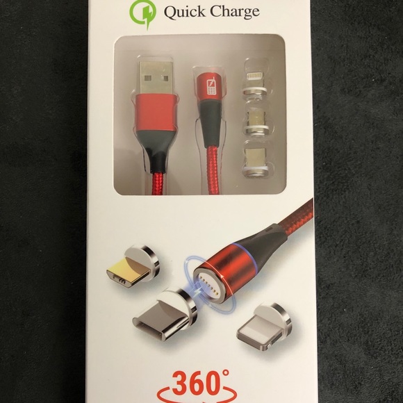 Fast Charging 360 Magnetic Data Cable Red, Black - Picture 1 of 6
